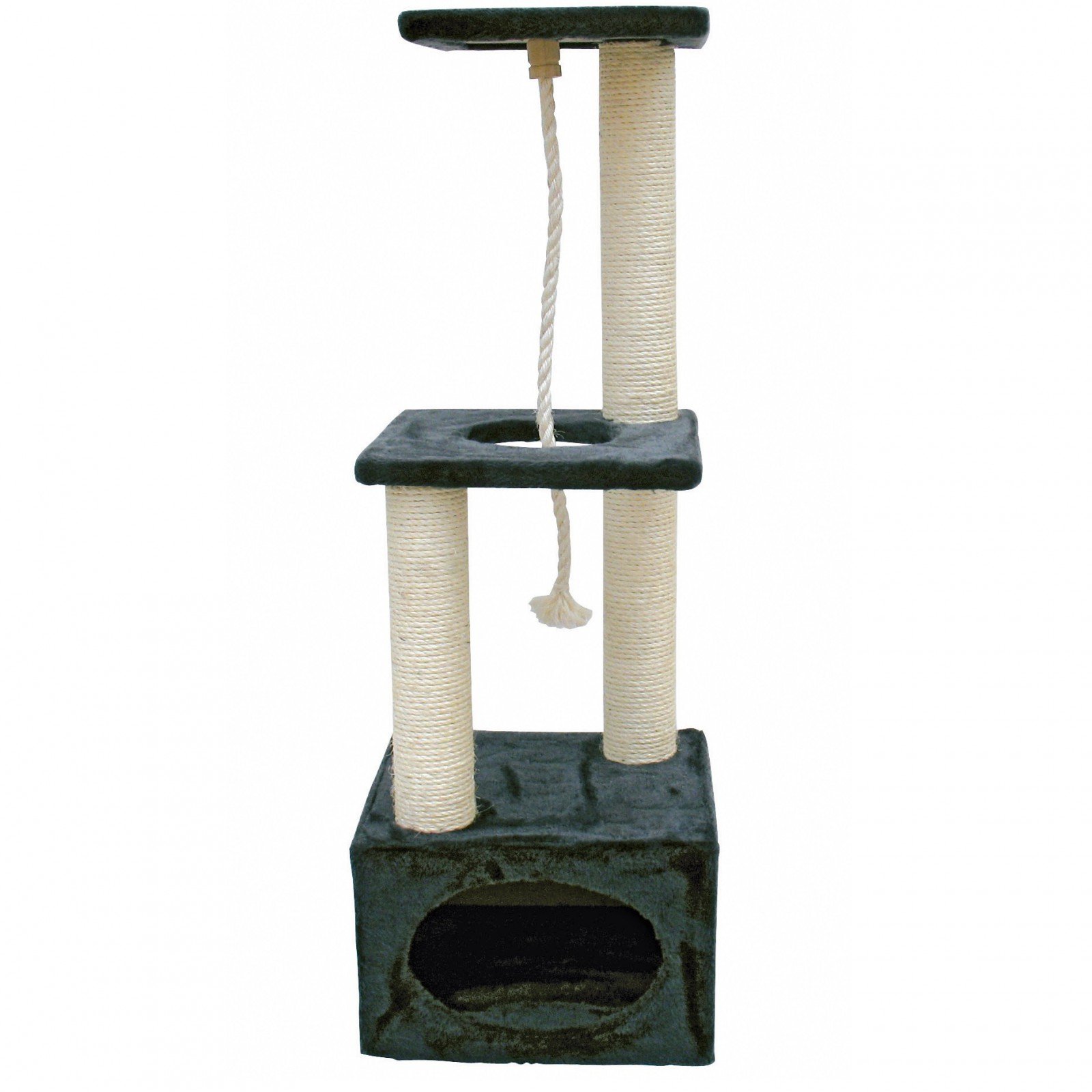 kerbl-pet-kratzbaum-platin-pro-anthrazit-106-cm-holz-pl-sch-und-sisal-mit-spiels image 1