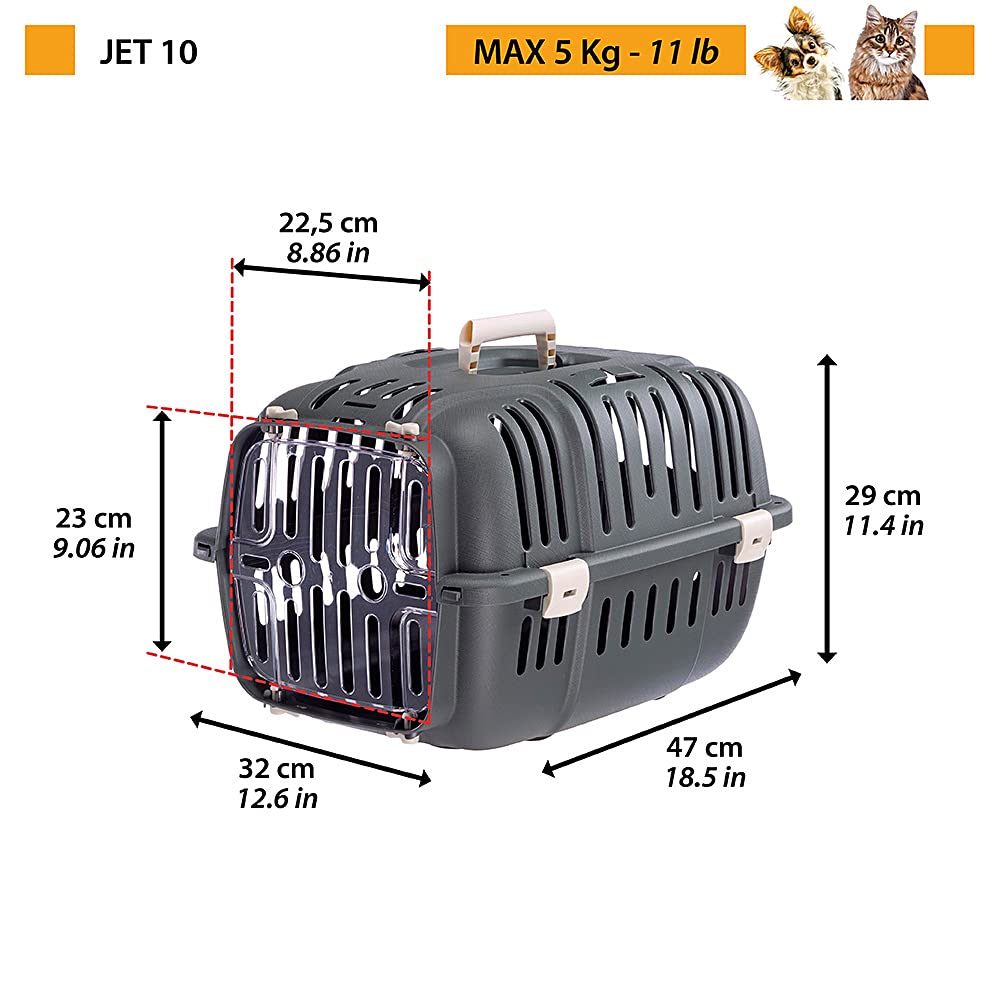 ferplast-jet-10-transportbox-f-r-katze-und-kleinen-hund-grau-32-x-47-x-h-29-cm-b image 2