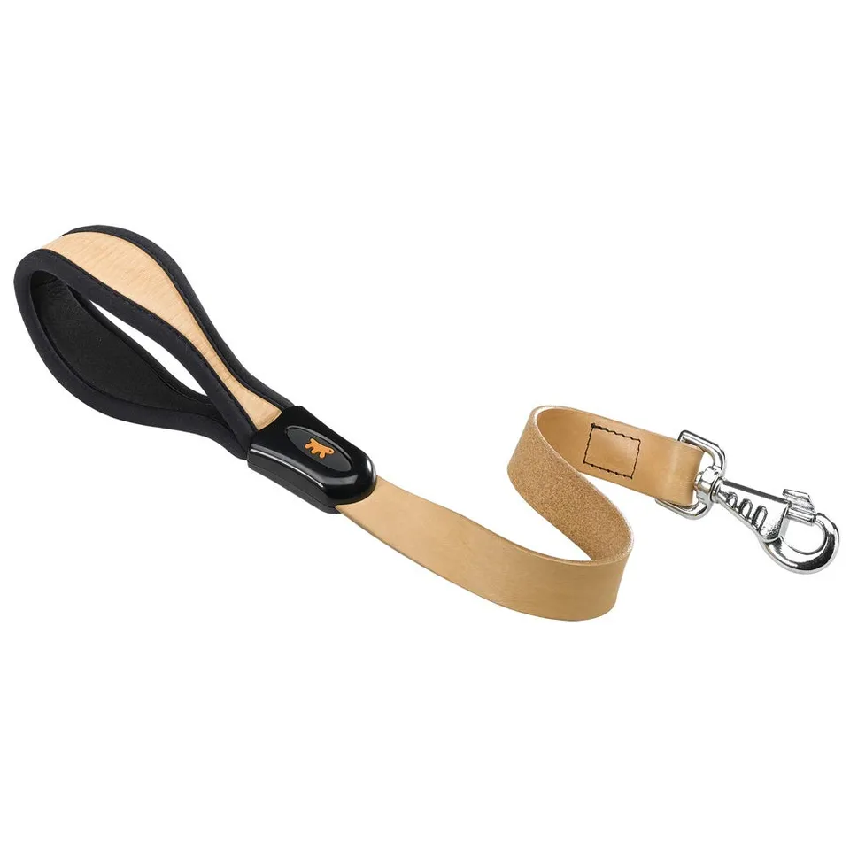 ferplast-giotto-kurzleine-leder-beige-mit-gepolstertem-griff-60-cm-x-25-mm image 1