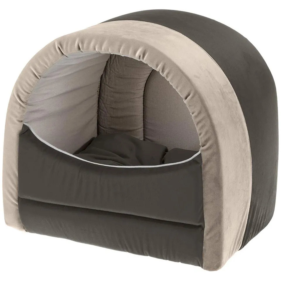 ferplast-majesty-20-katzenhaus-runde-samt-katzenh-hle-40-x-34-x-h-36-cm-grau image 1
