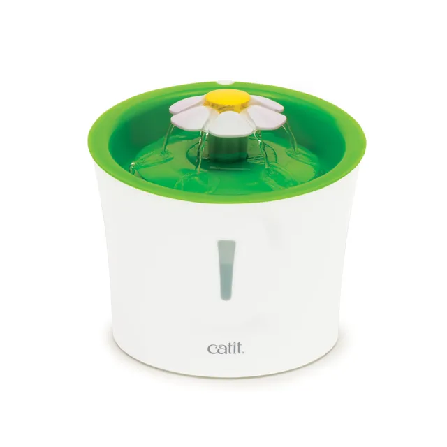 catit-flower-fountain-blumentrinkbrunnen-f-r-katzen-3-l-wei-gr-n-mit-led-und-fil image 1