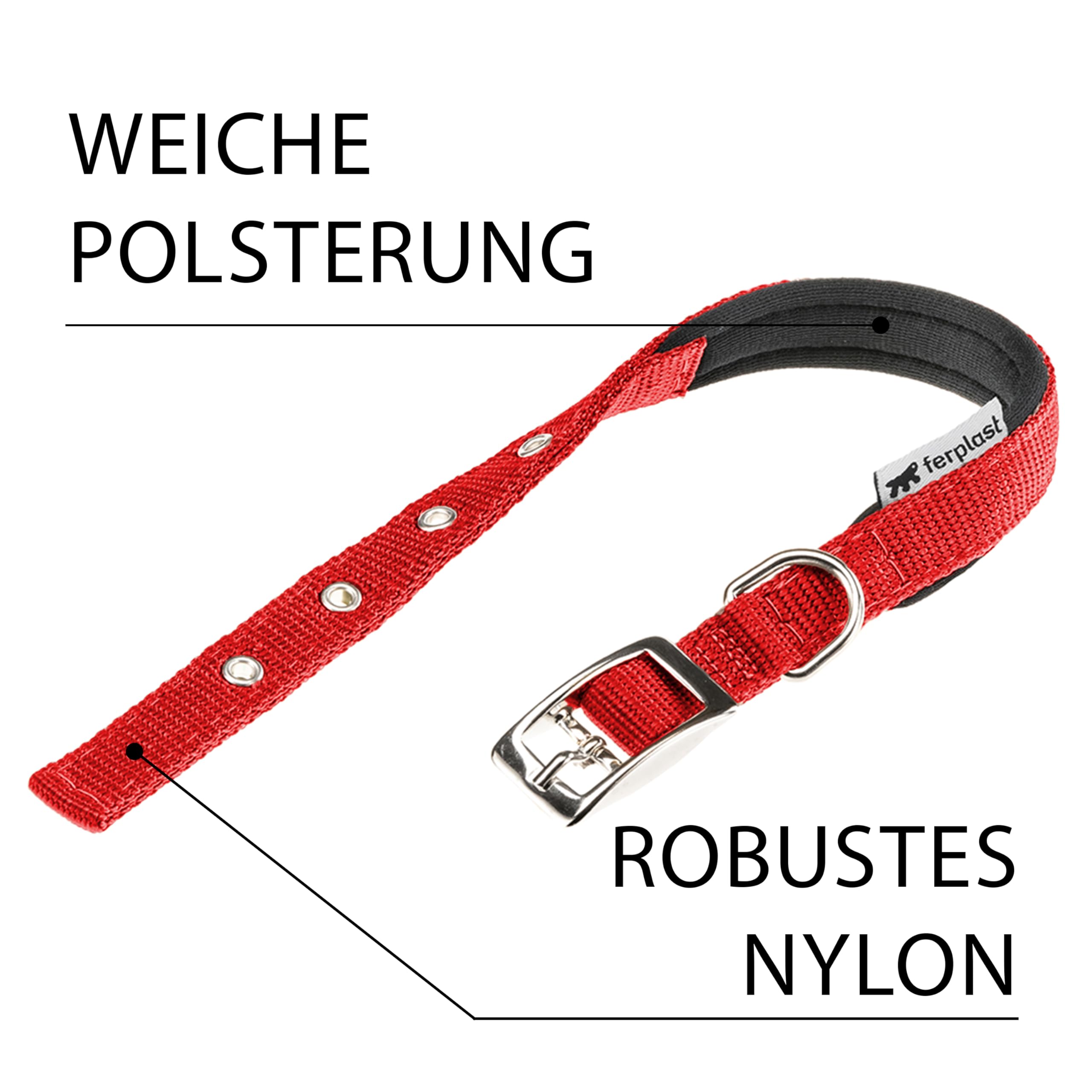 ferplast-hundehalsband-nylon-gepolstert-rot-verstellbar-23-31-cm-1-5-cm-breit image 6