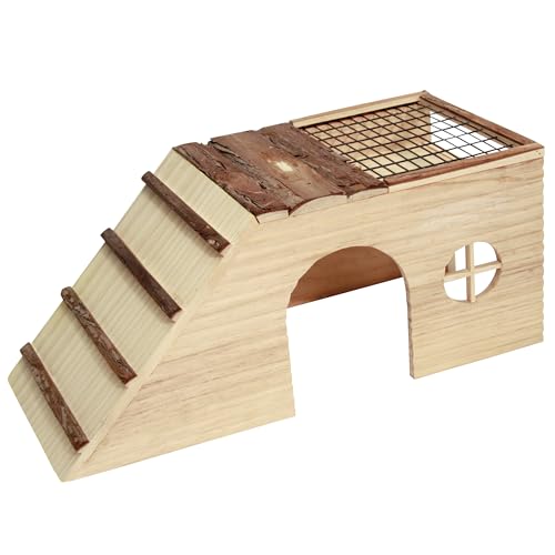 kerbl-pet-nagerhaus-mit-rampe-nature-48-x-22-x-20-cm-holz-vormontiert-mit-dachga image 6