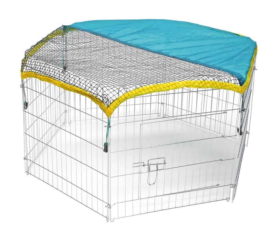 kerbl-pet-freigehege-6-eckig-6x-56-5x56-5-cm-metall-verzinkt-mit-netz image 1