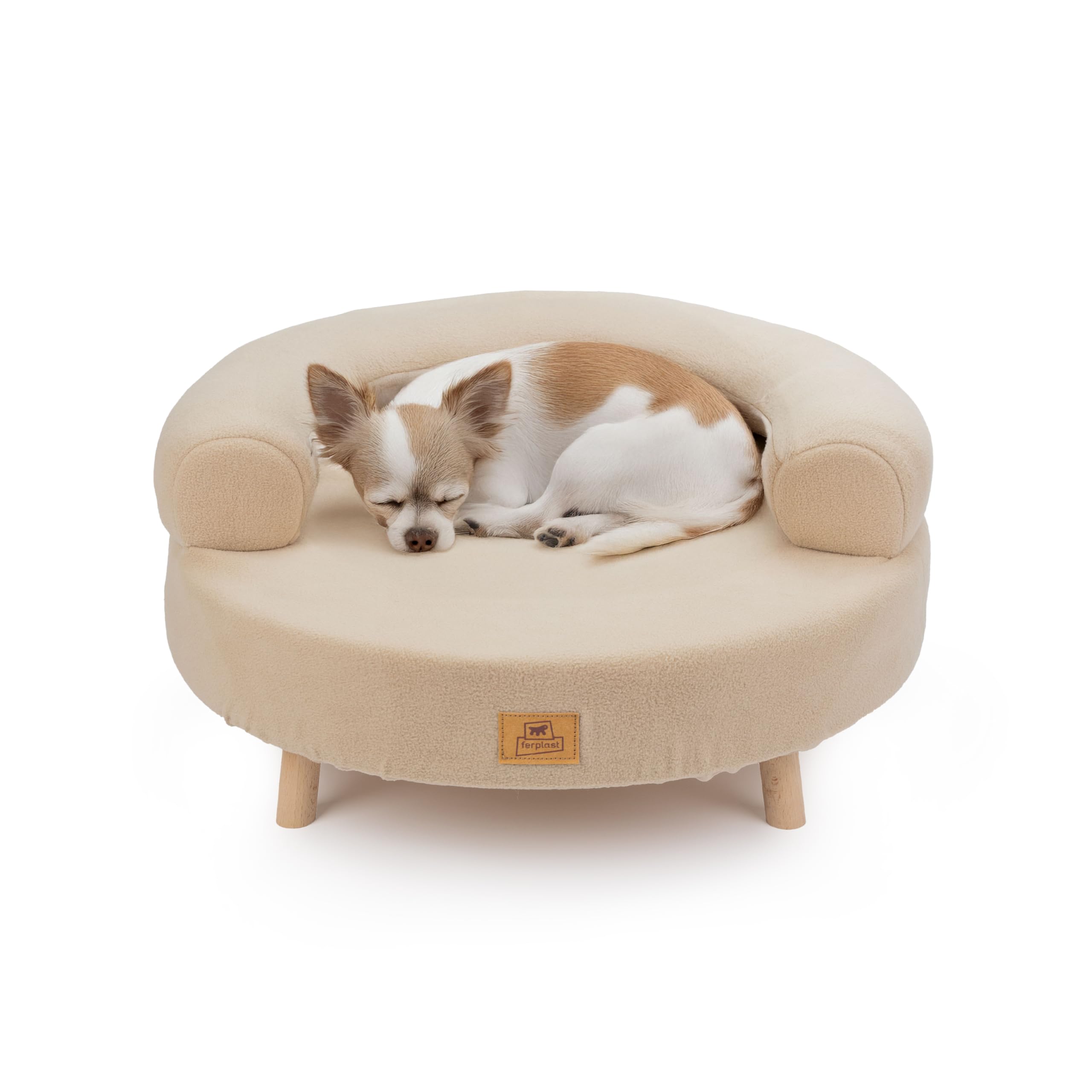 ferplast-hundebett-katzenbett-holz-rund-durchmesser-56-x-h-29-cm-mit-kissen image 1