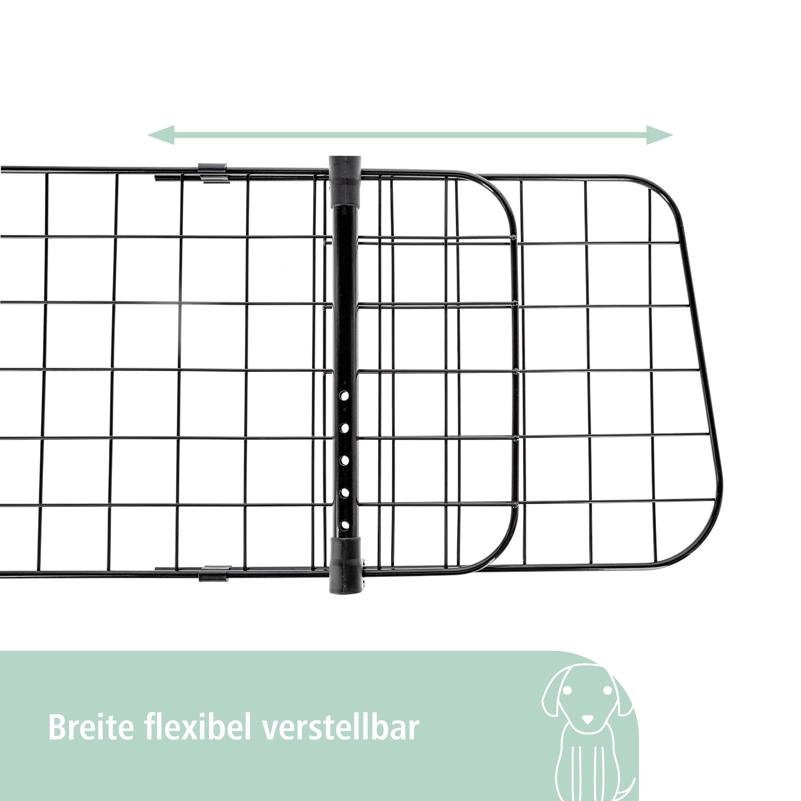 kerbl-pet-autoschutzgitter-metall-trenngitter-schwarz-30-cm-hoch-96-145-cm image 2