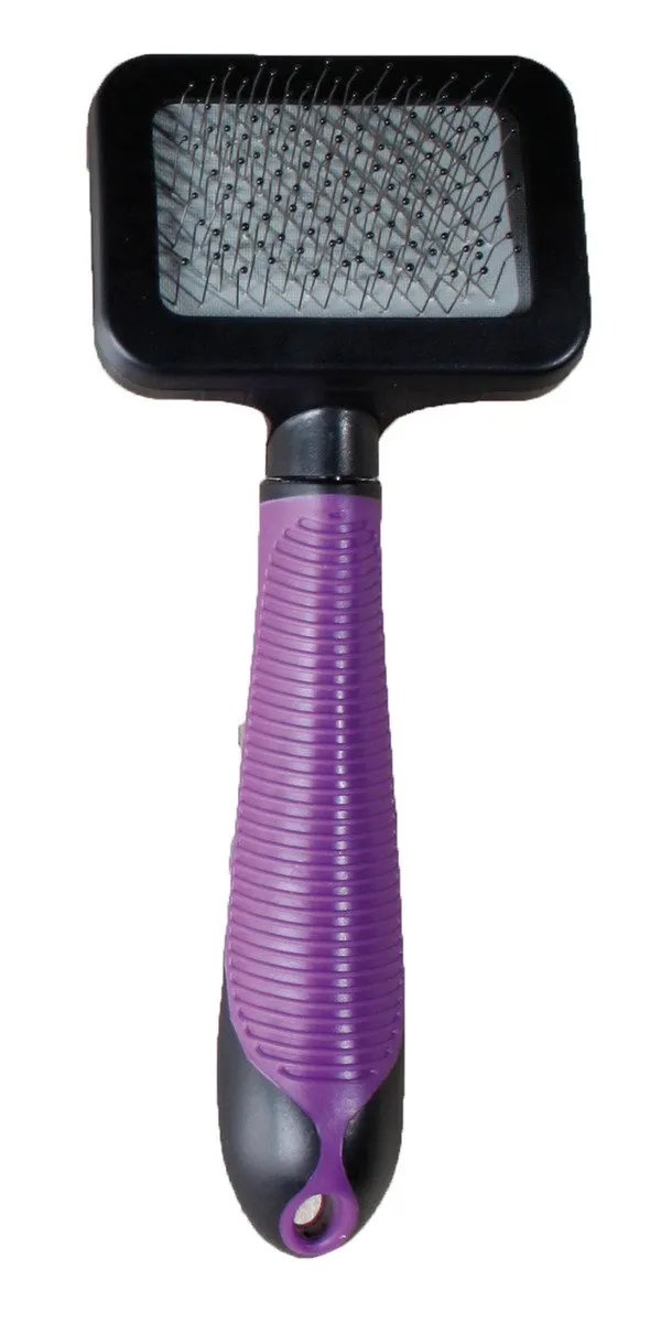 karlie-zupfb-rste-mit-griff-f-r-katze-s-lila-schwarz-katzenb-rste-7-5-x-7-x-4-cm image 1