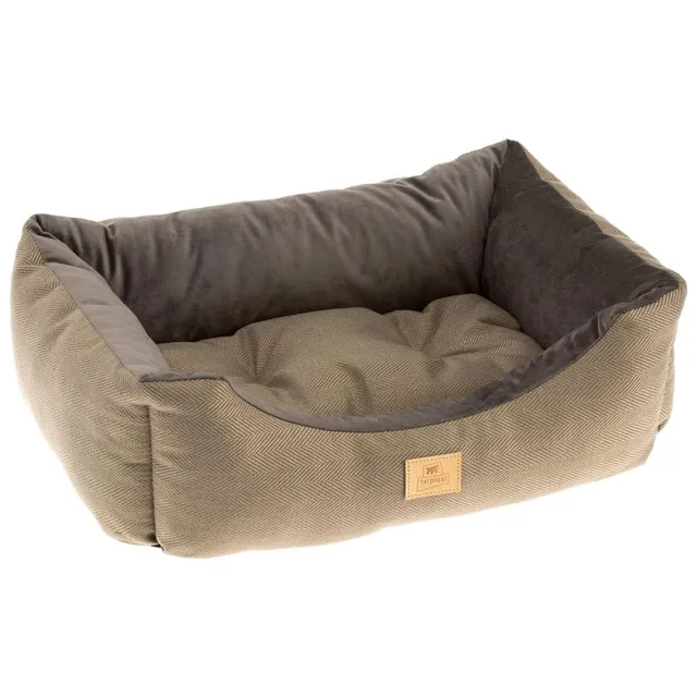 ferplast-chester-80-hundebett-katzenbett-sofa-braun-tweed-samt-78-x-56-x-h-22-cm image 1