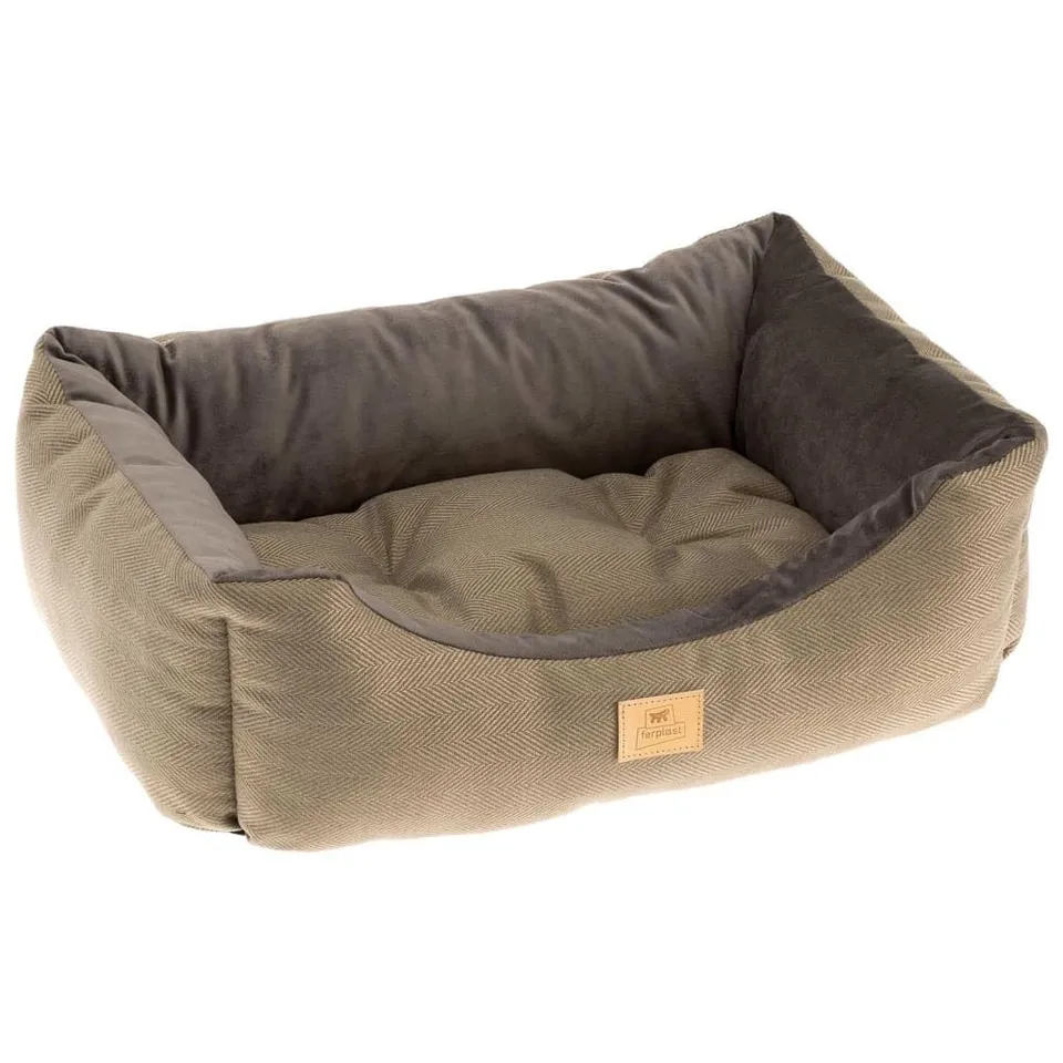 ferplast-chester-80-hundebett-katzenbett-sofa-braun-tweed-samt-78-x-56-x-h-22-cm image 1