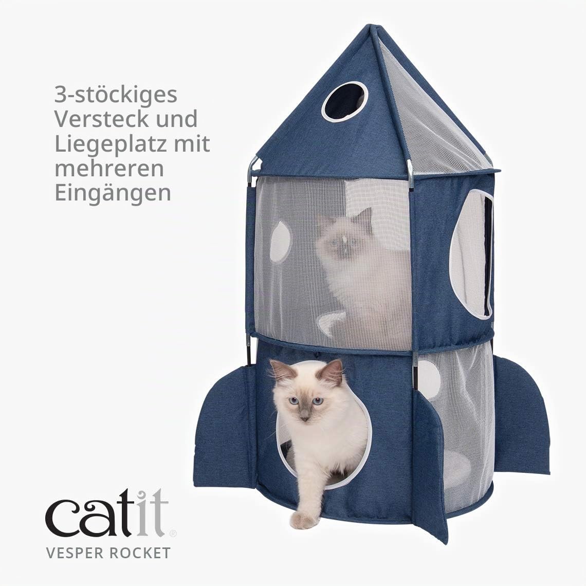 catit-vesper-turm-42001-raketenform-mit-schlafkissen-f-r-katzen-blau image 2