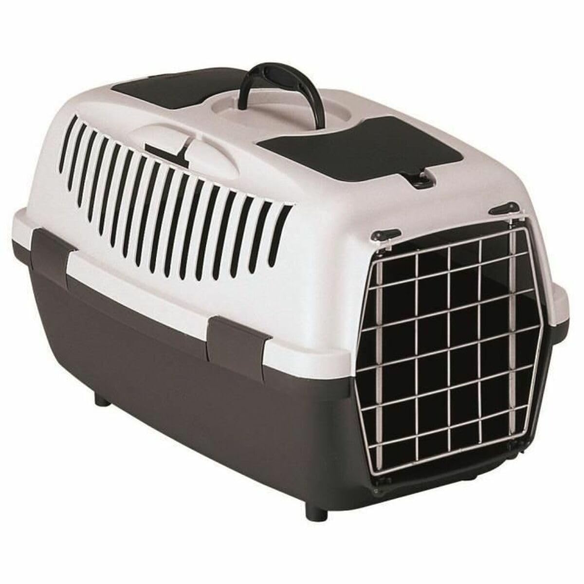 kerbl-gulliver-3-transportbox-mit-metallt-r-hellgrau-dunkelgrau-61-x-40-x-38-cm image 1