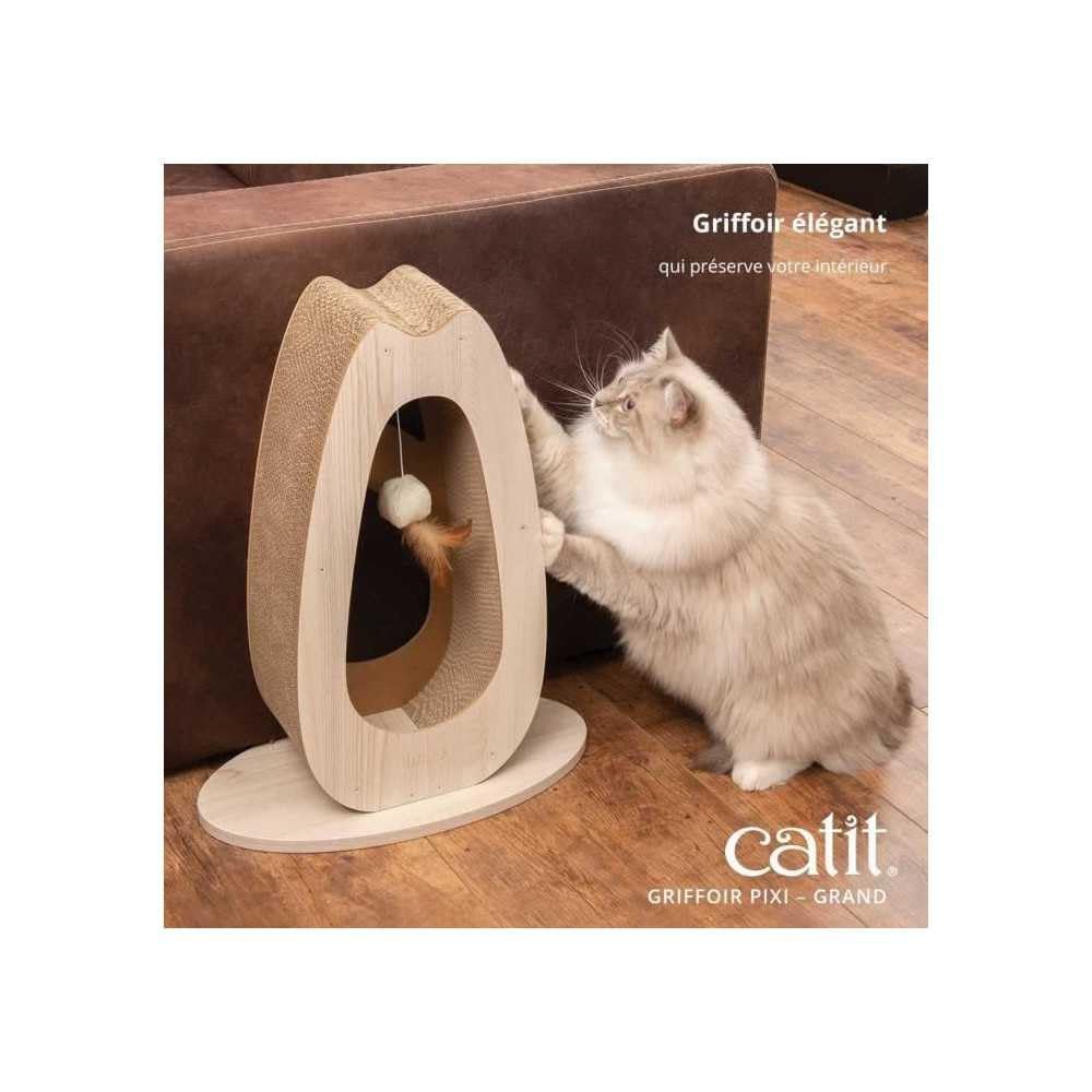 catit-pixi-kratzbaum-aus-karton-hoch-eichenoptik-mit-federball image 3