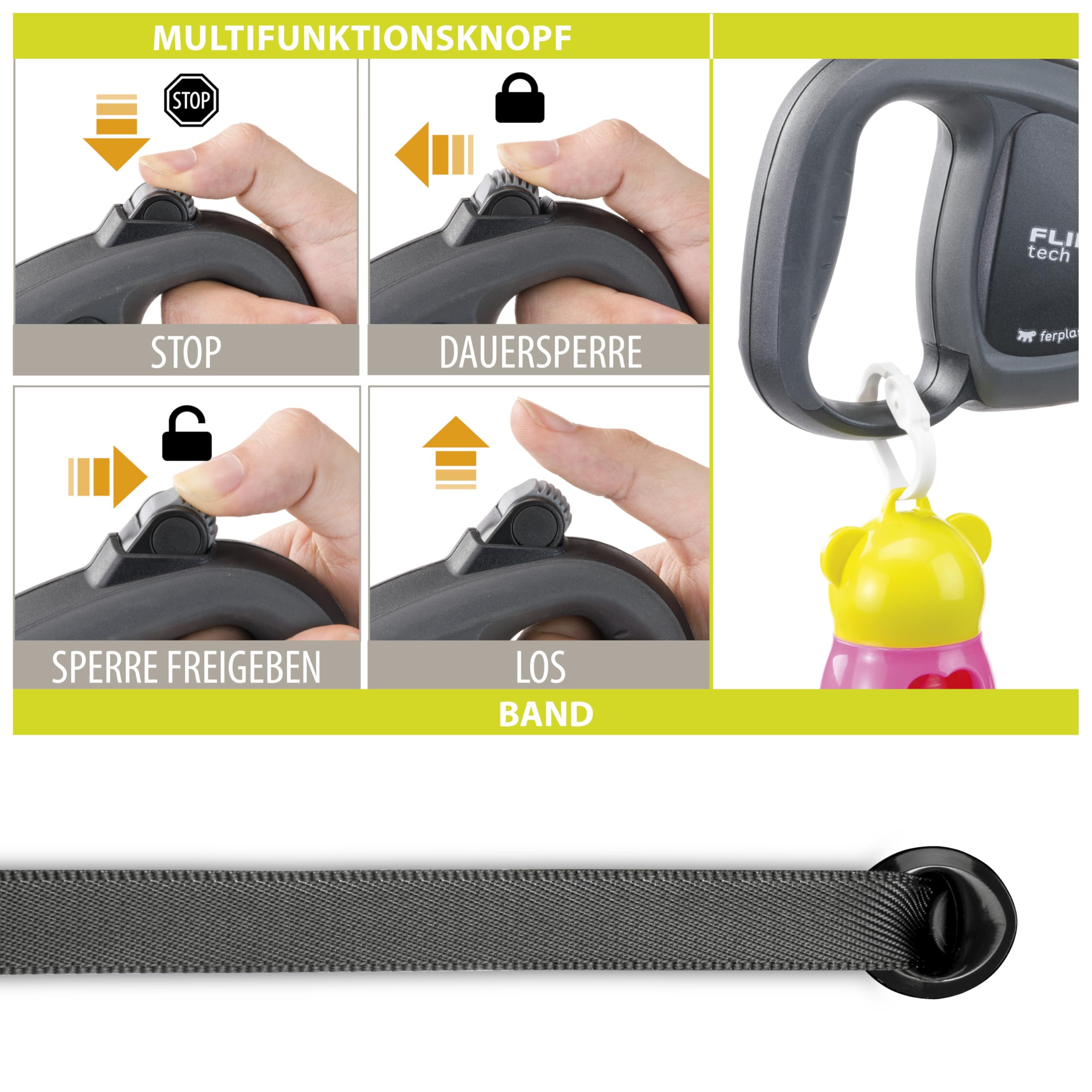 ferplast-flippy-tech-rollleine-band-5-m-schwarz-bis-50-kg image 2