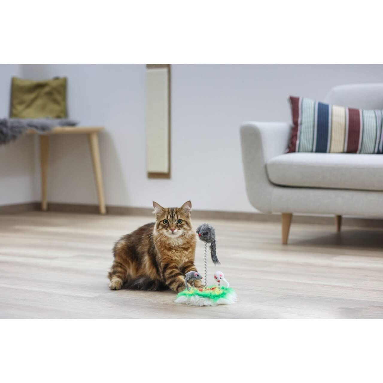 kerbl-pet-mouse-swing-fellmaus-auf-feder-17-cm-katzenspielzeug image 2