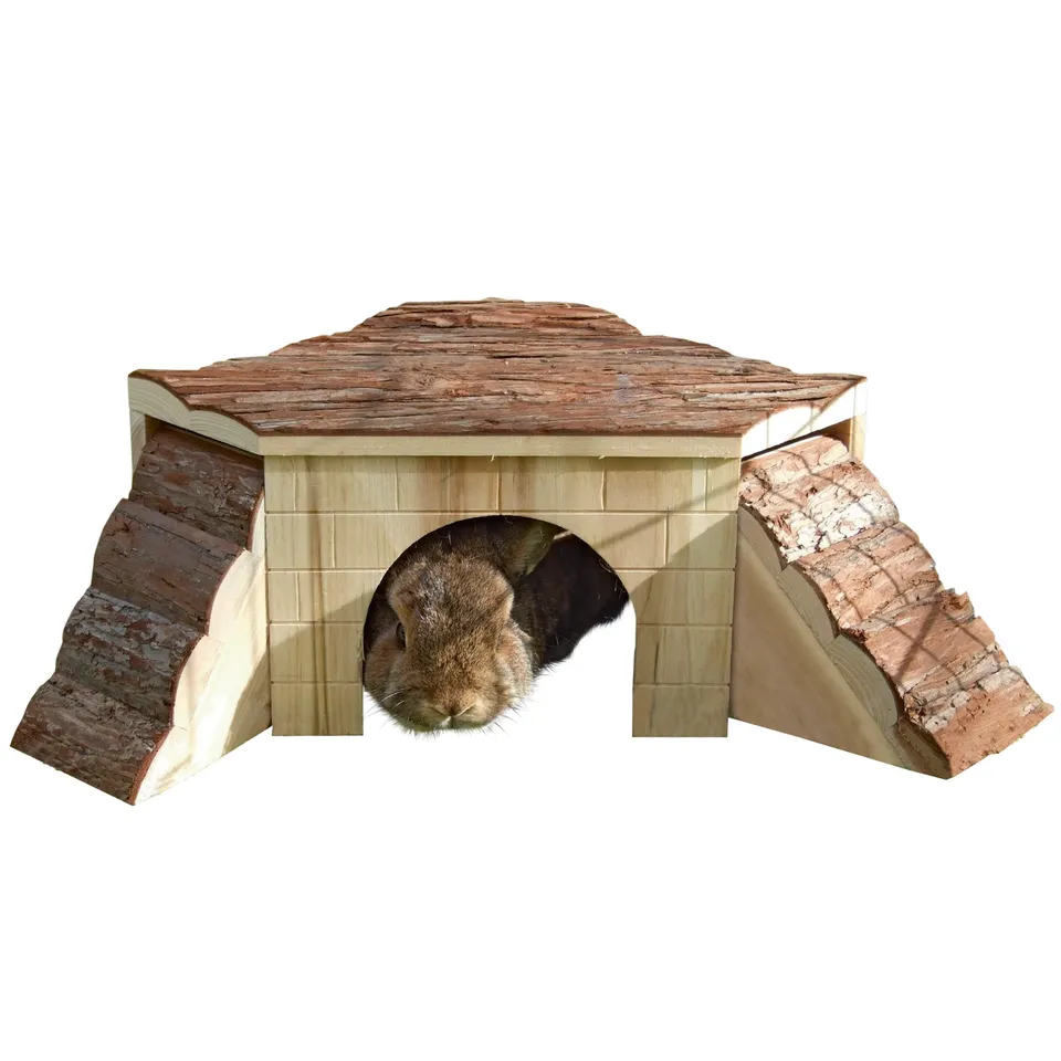 kerbl-pet-nagerhaus-37x37x16-cm-holz-natur-kaninchenhaus-mit-2-rampen image 1