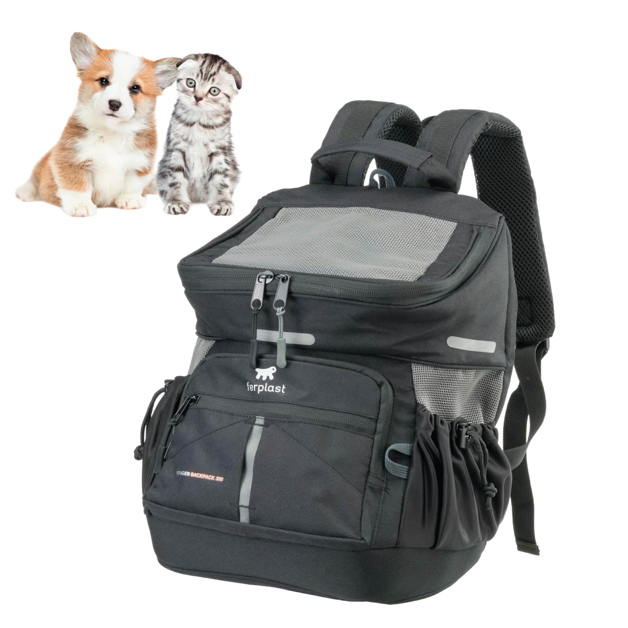 ferplast-voyager-backpack-350-hunderucksack-katzenrucksack-29-x-21-x-36-cm-schwa image 1