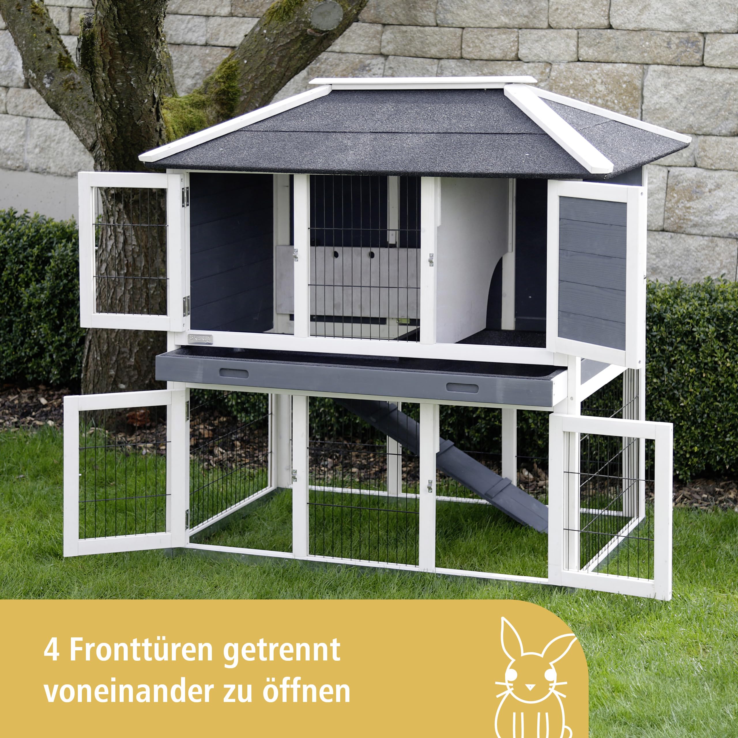 kerbl-pet-nagerstall-villa-118x68x118-cm-holz-zweigeschossiger-au-enstall image 2