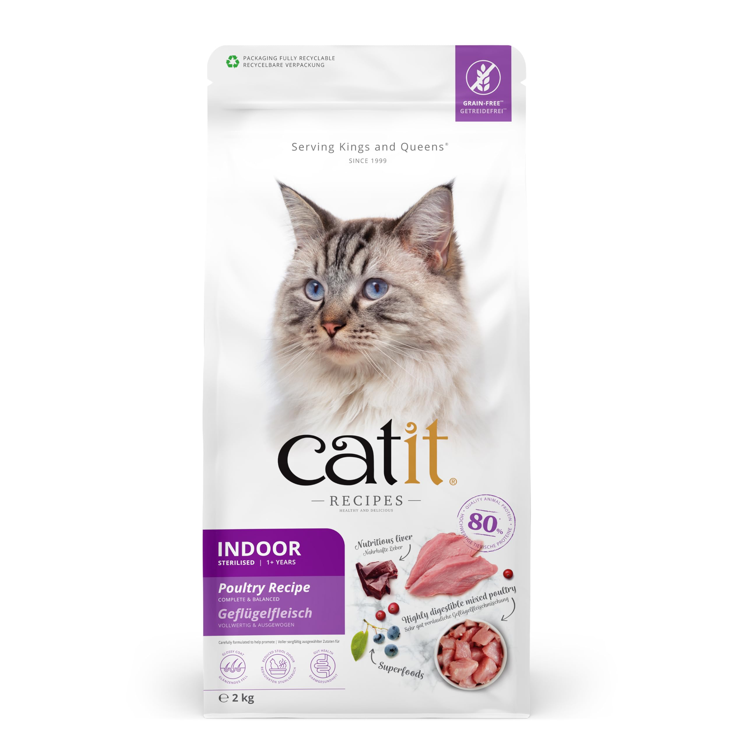 catit-recipes-premium-trockenfutter-gefl-gel-f-r-sterilisierte-hauskatzen-2kg image 1