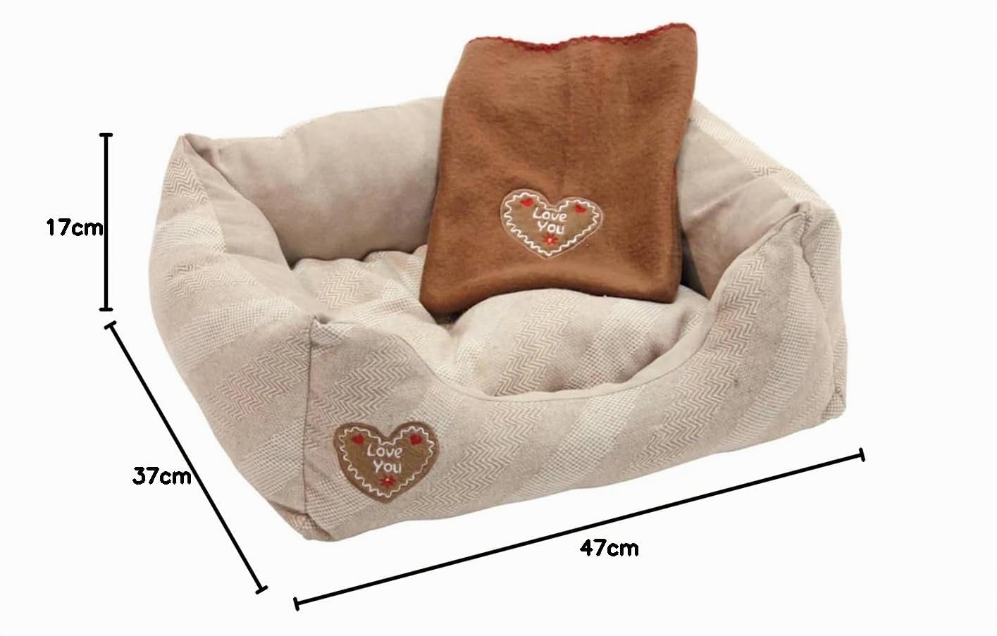 kerbl-pet-kuschelbett-love-you-beige-inkl-fleecedecke image 3