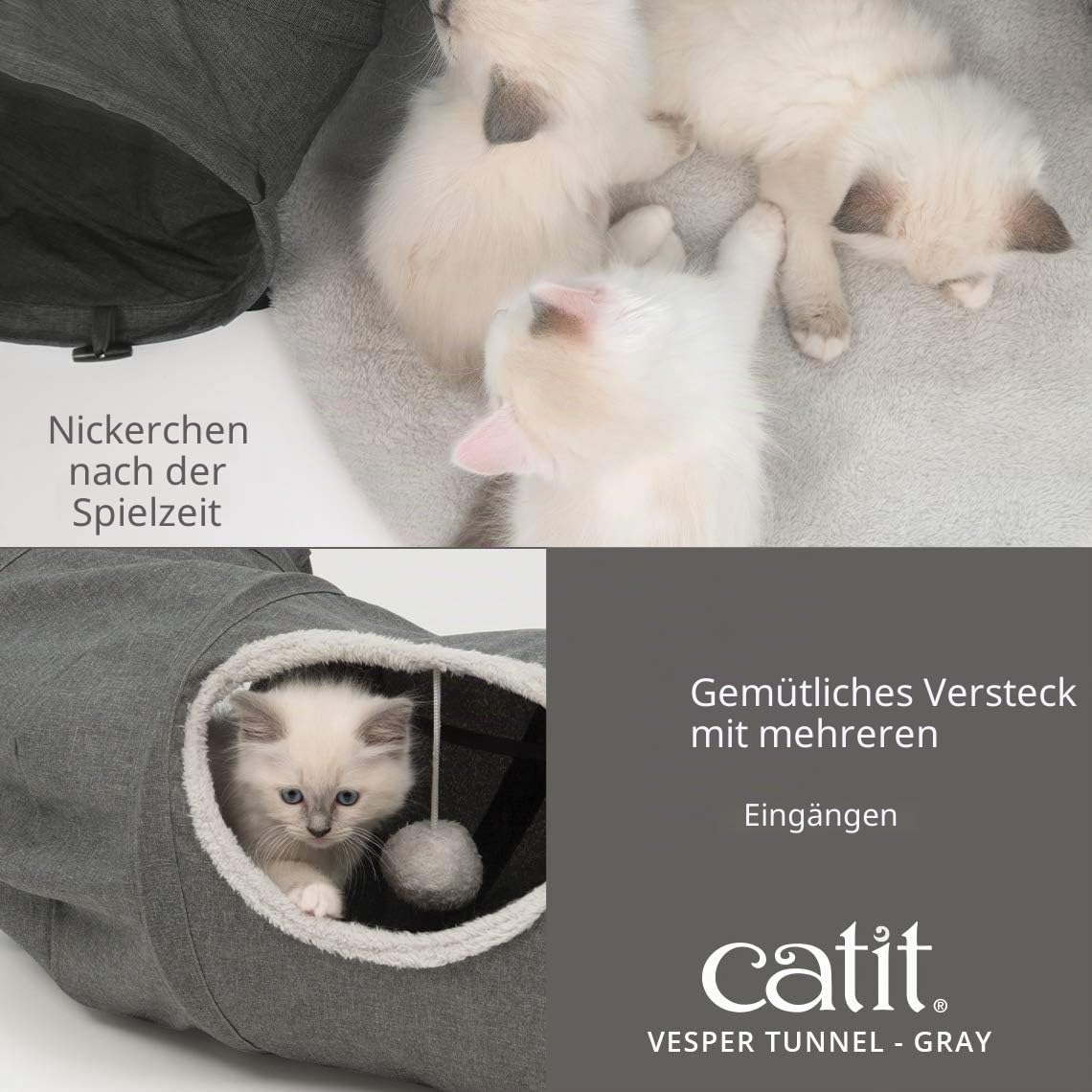 catit-vesper-tunnel-katzenm-bel-mit-schlafkissen-grau image 3