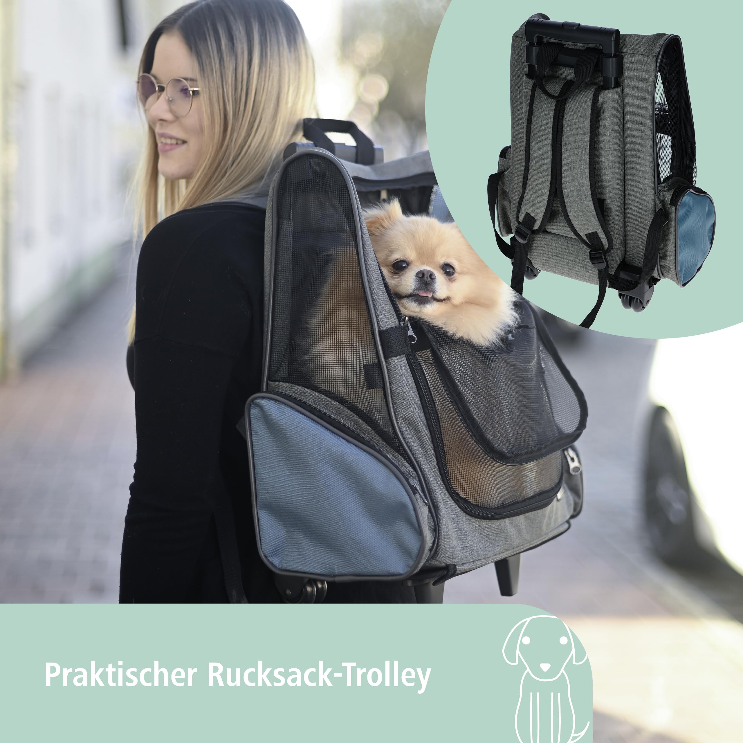 kerbl-pet-trolley-vacation-transporttrolley-f-r-hunde-und-katzen-grau-blau-41-x- image 2