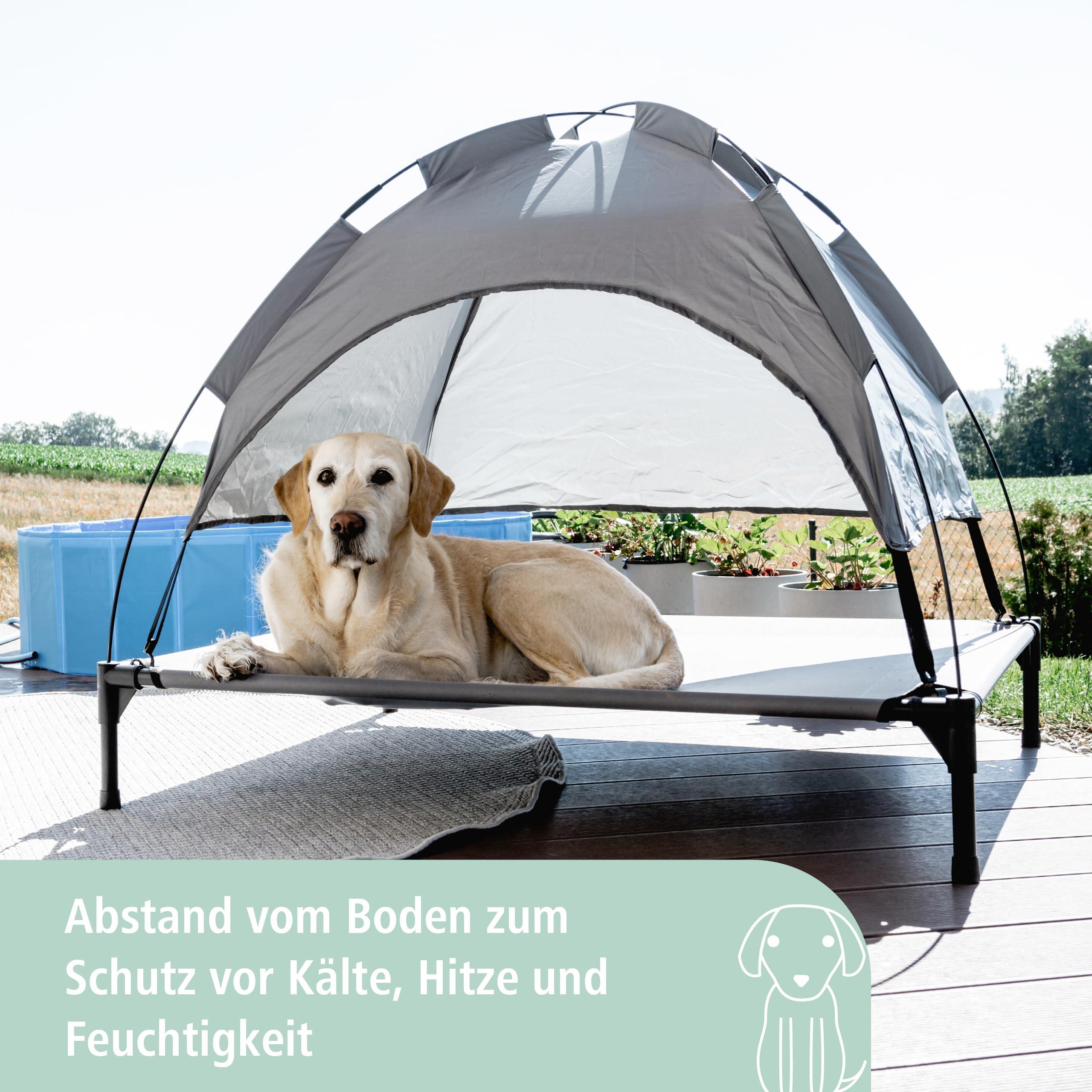 kerbl-pet-hundeliege-vacation-top-mit-dach-grau-105-x-86-x-75-cm image 2