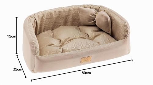 ferplast-harris-50-hundebett-katzenbett-tweed-und-samt-beige-50-x-35-x-h-15-cm image 6