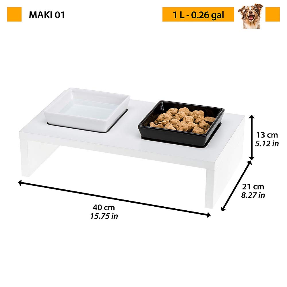 ferplast-maki-01-futterstation-holz-mit-2-keramikschalen-0-5-l image 2
