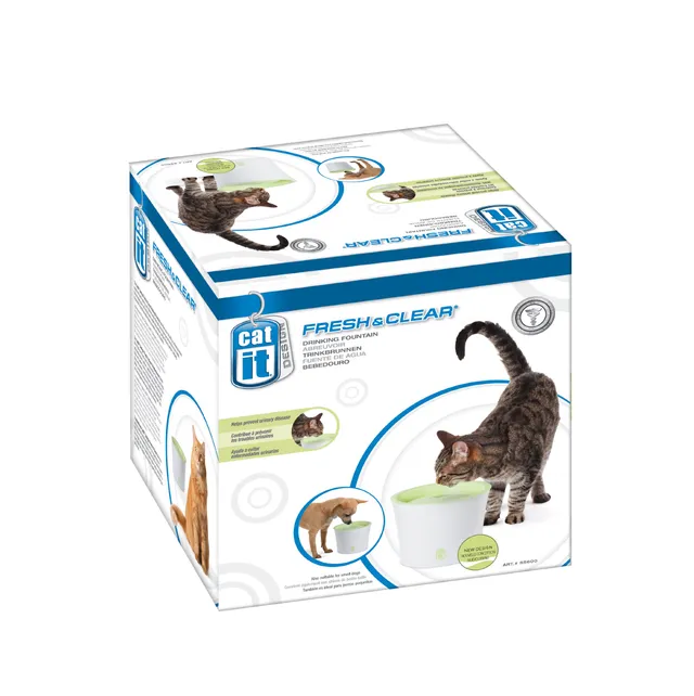 catit-trinkbrunnen-f-r-katzen-3l-gr-n-wei-filter-trinkbrunnen image 1