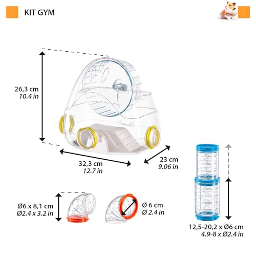 ferplast-kit-gym-hamster-r-hren-set-4-teilig-mit-fitnessstation-laufrad-und-tunn image 8