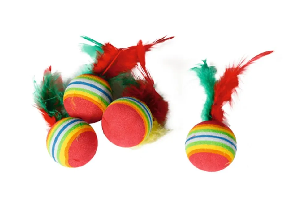 karlie-regenbogenb-lle-mit-feder-katzenspielzeug-3-cm-4-st-ck image 1