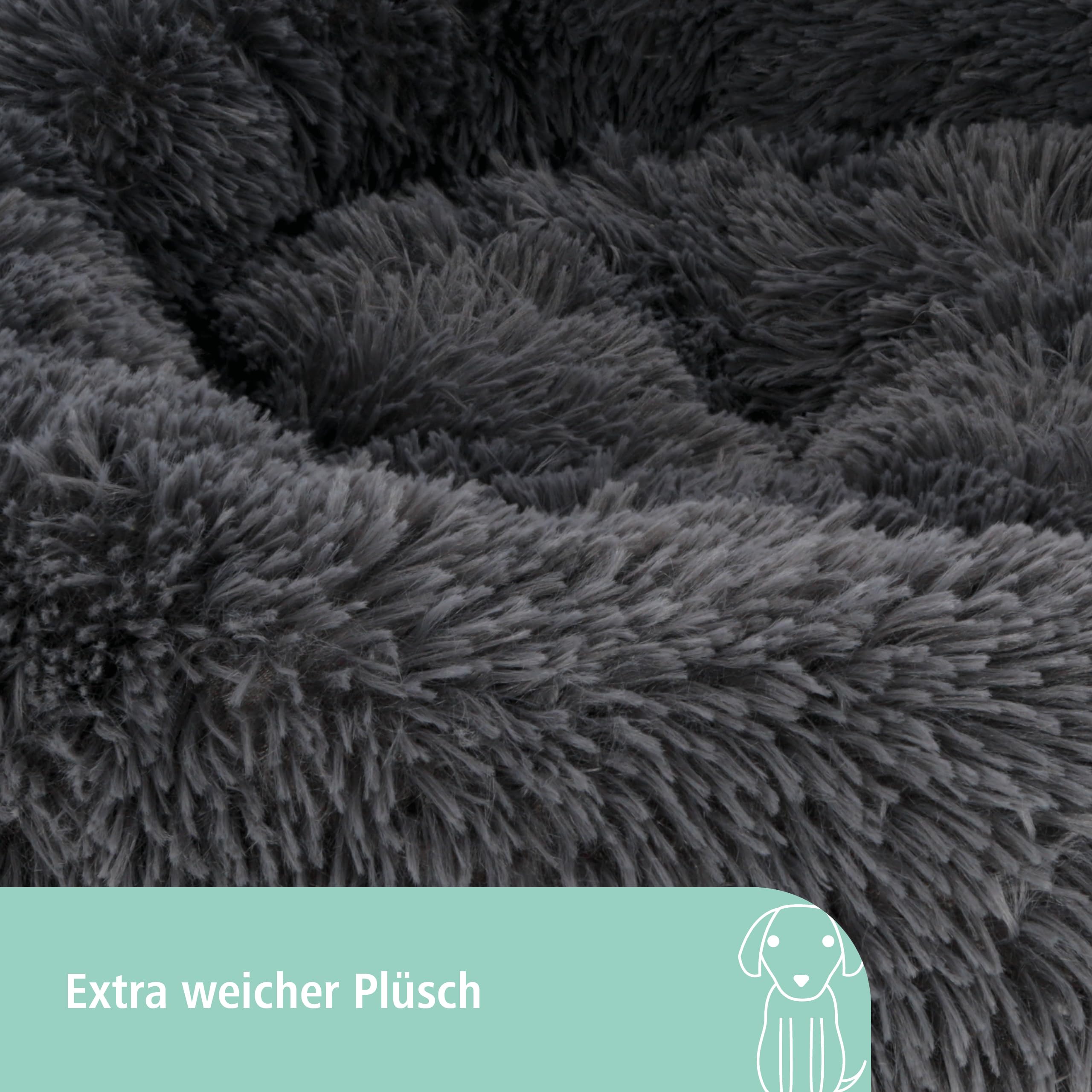 kerbl-pet-kuschelbett-fluffy-rund-hundebett-und-katzenbett-grau-60-cm-x-h-18-cm image 3