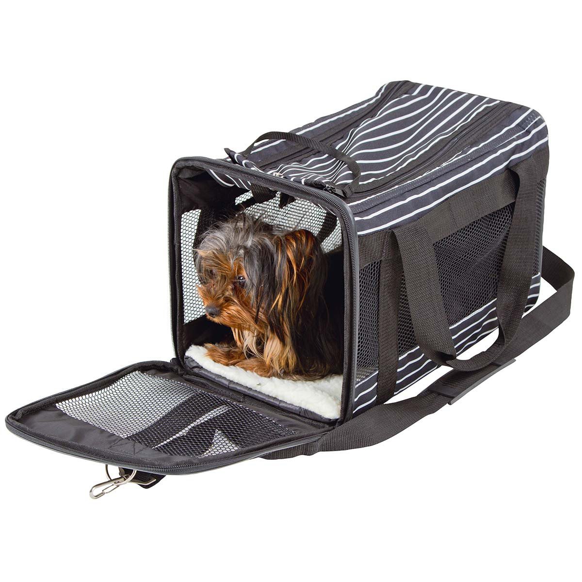 kerbl-pet-tragetasche-cuba-40x26x28-cm-schwarz-wei-hundetragetasche-polyester image 1