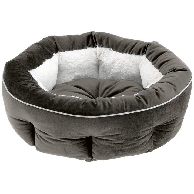 ferplast-hundebett-katzenbett-marquis-55-45-x-16-cm-grau-velours-mit-pl-schfutte image 1