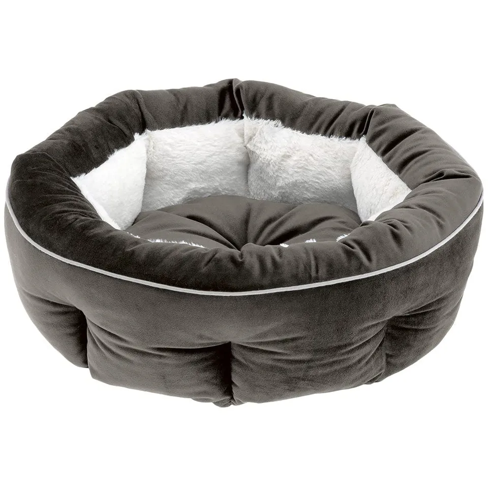 ferplast-hundebett-katzenbett-marquis-55-45-x-16-cm-grau-velours-mit-pl-schfutte image 1
