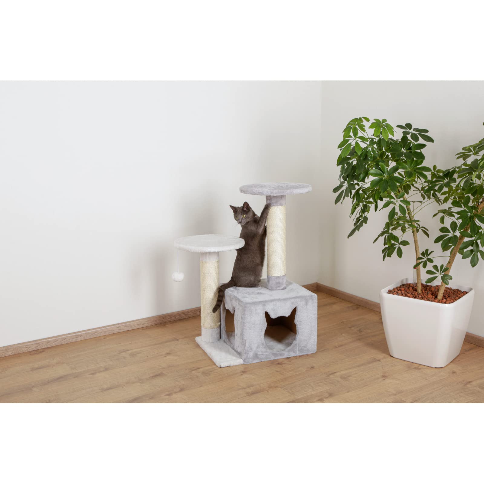 kerbl-pet-kratzbaum-saphir-light-wei-grau-60x50x80-cm-mit-h-uschen image 7