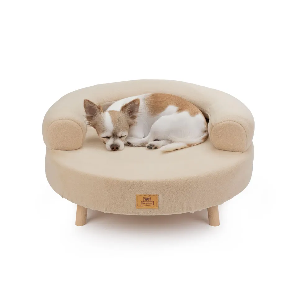 ferplast-hundebett-katzenbett-holz-rund-durchmesser-56-x-h-29-cm-mit-kissen image 1