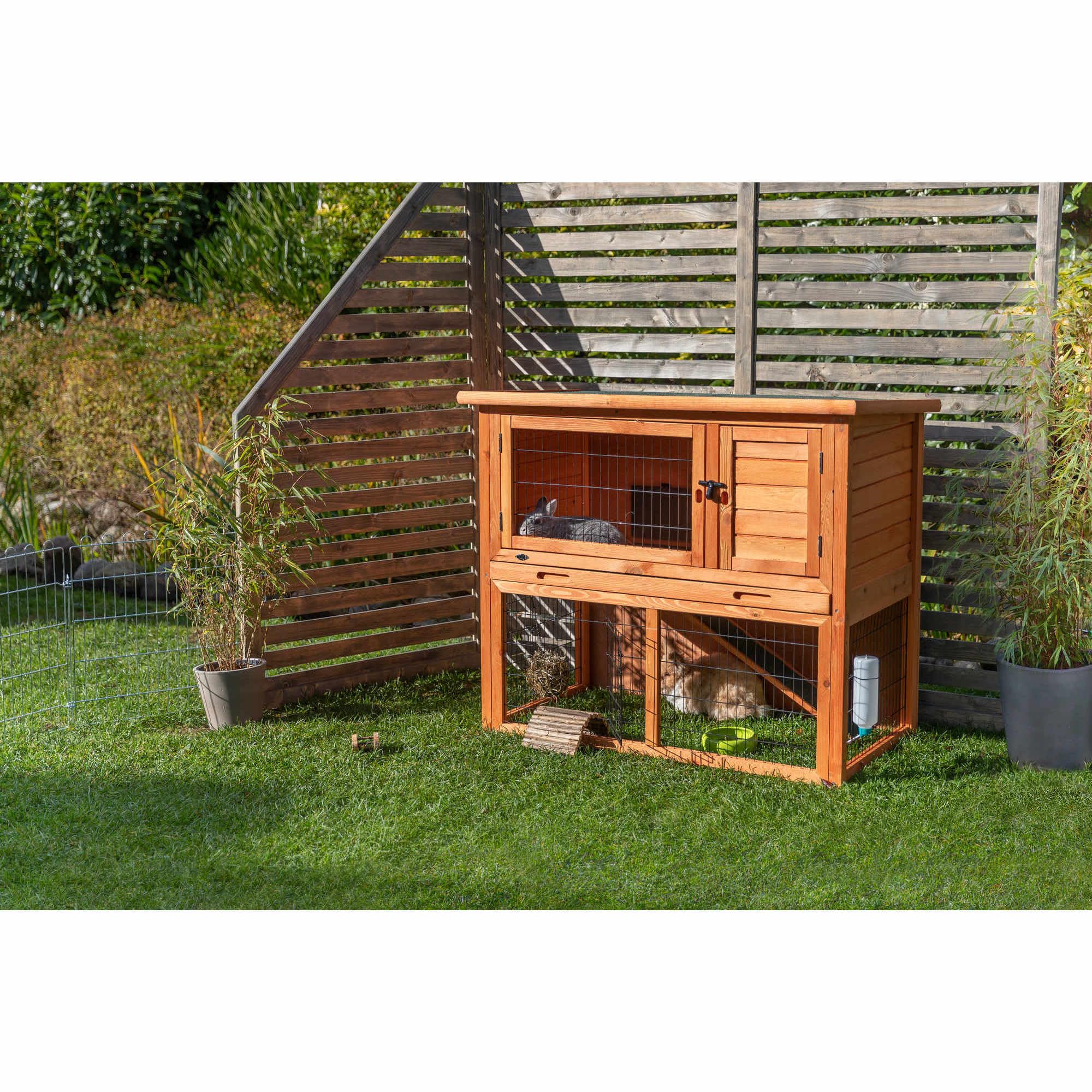 trixie-natura-kleintierstall-mit-freilaufgehege-116-x-97-x-63-cm-braun image 2