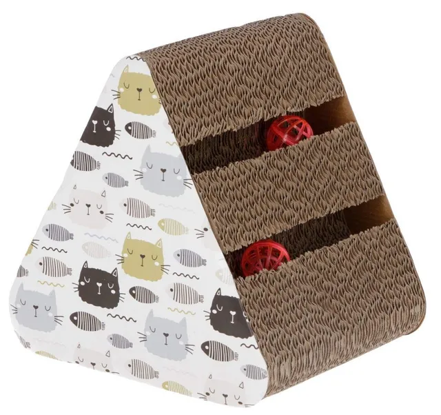 kerbl-pet-katzenkratzbrett-boon-22-4-x-26-x-26-cm-kratzpappe-mit-spielb-llen-und image 1