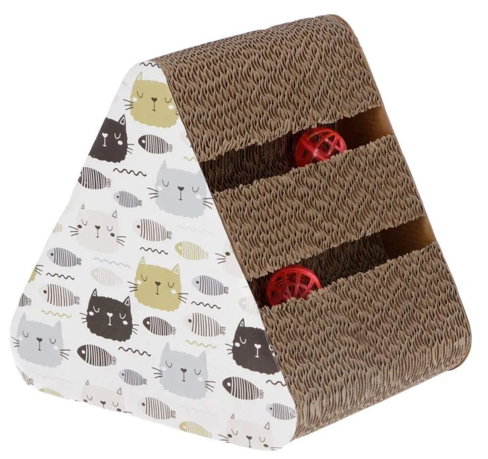 kerbl-pet-katzenkratzbrett-boon-22-4-x-26-x-26-cm-kratzpappe-mit-spielb-llen-und image 1