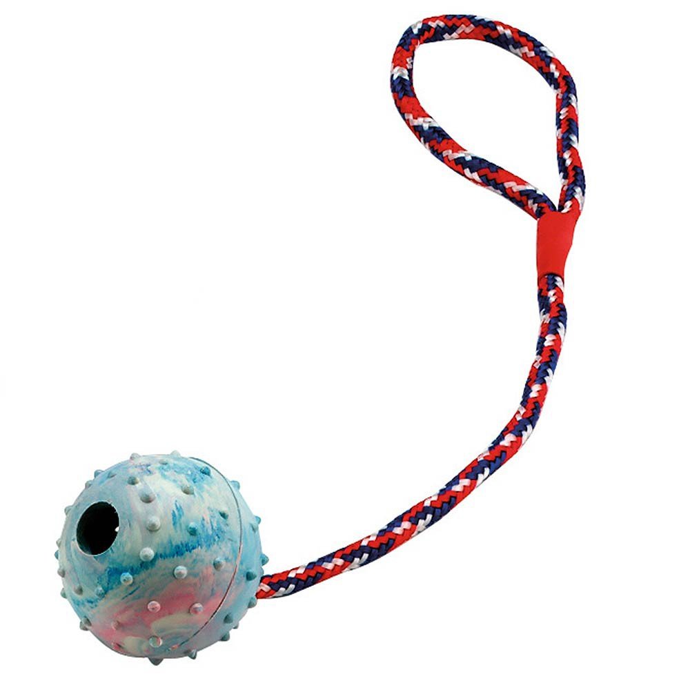 kerbl-pet-hundespielball-am-seil-30-cm-6-cm-blau-rot-wei image 2