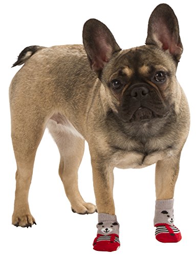 kerbl-pet-hundesocken-bruno-s-grau-rot-4er-set-mit-gummisohle image 7