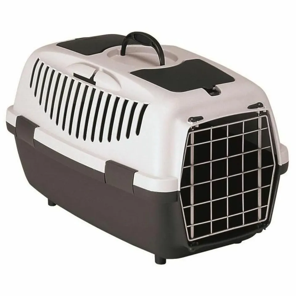 kerbl-gulliver-3-transportbox-mit-metallt-r-hellgrau-dunkelgrau-61-x-40-x-38-cm image 1