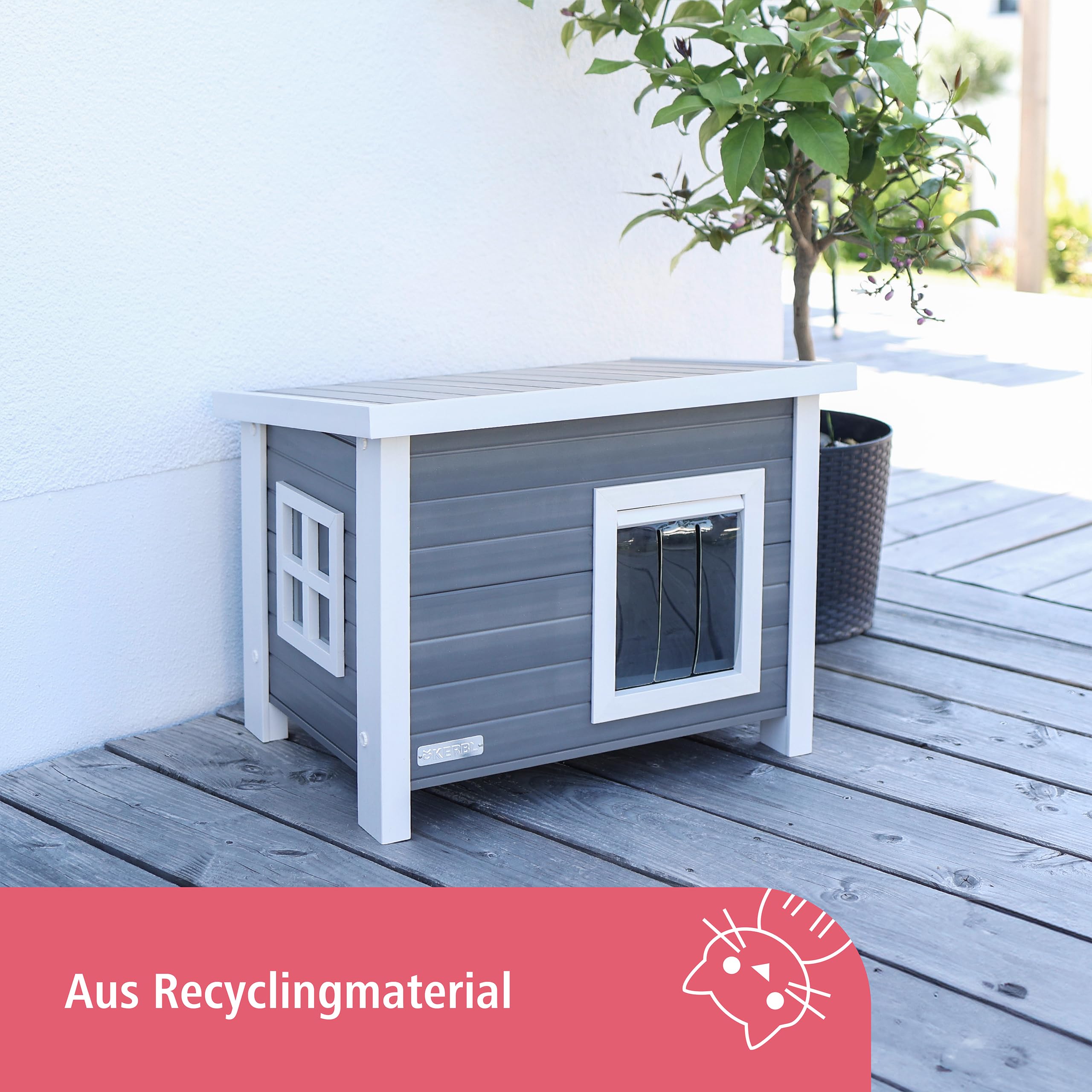 kerbl-eco-katzenhaus-eli-katzenh-tte-wetterfest-57-x-45-x-43-cm-wei-grau image 6