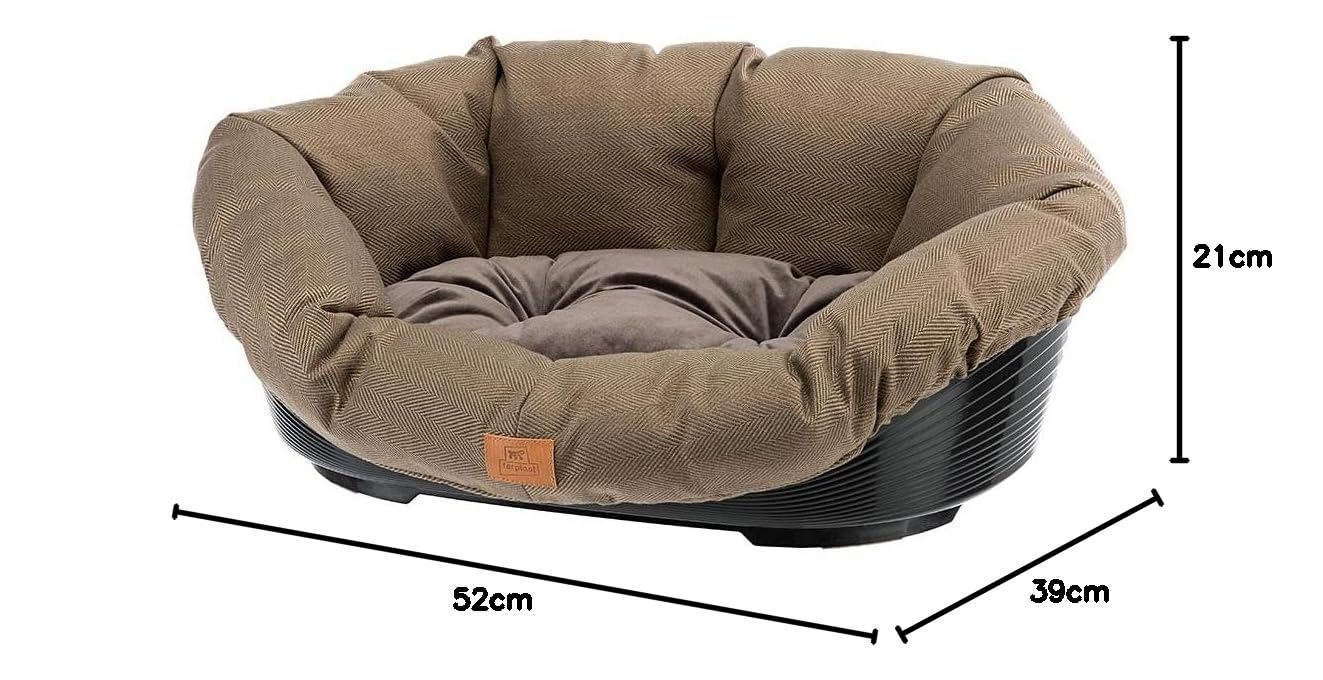 ferplast-sofa-2-tweed-hundebett-katzenbett-mit-kissen-52-x-39-x-h-21-cm-braun image 2