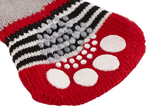 kerbl-pet-hundesocken-bruno-s-grau-rot-4er-set-mit-gummisohle image 6