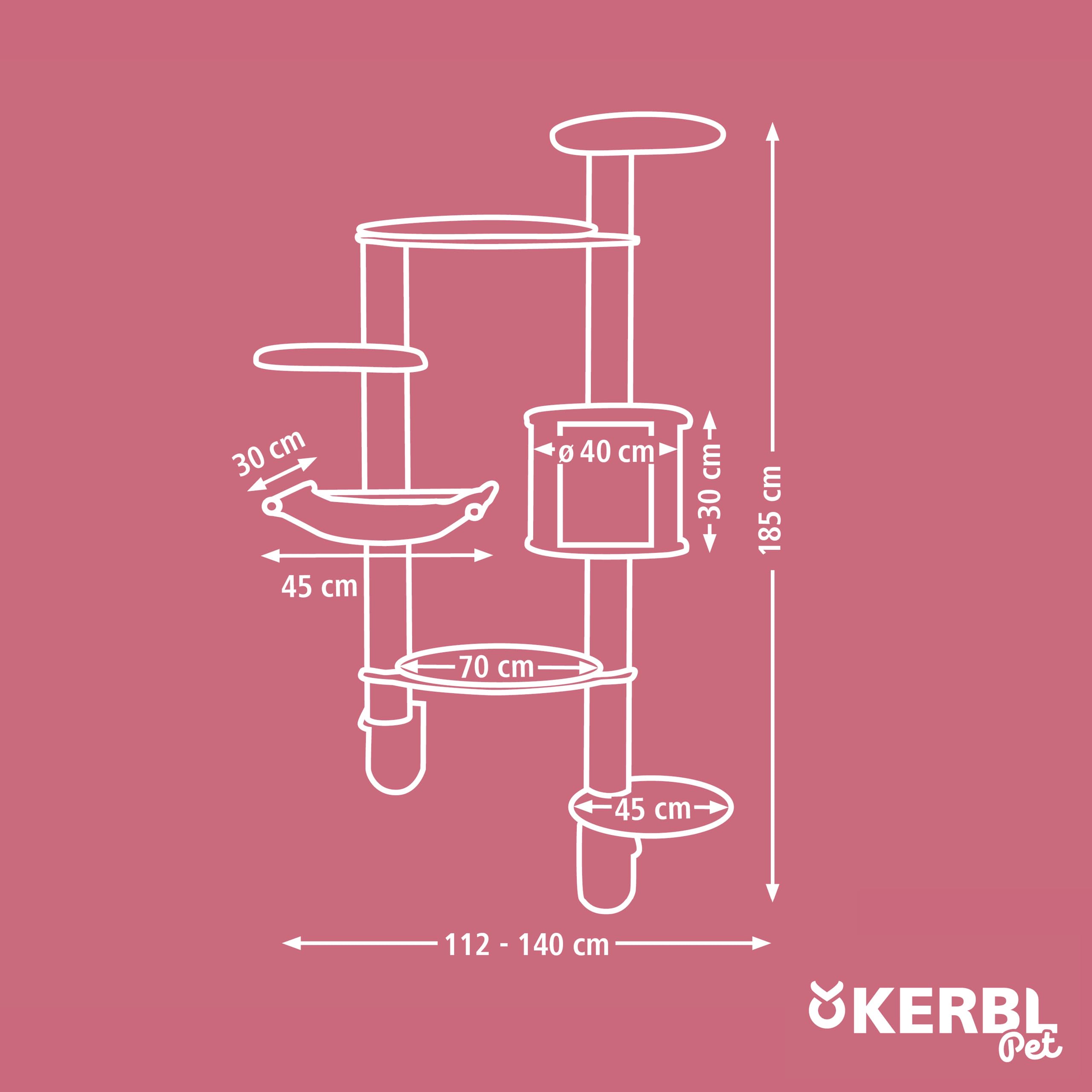kerbl-pet-wandkratzbaum-dolomit-tofana-xl-kratzbaum-grau-70-x-45-x-185-cm image 6