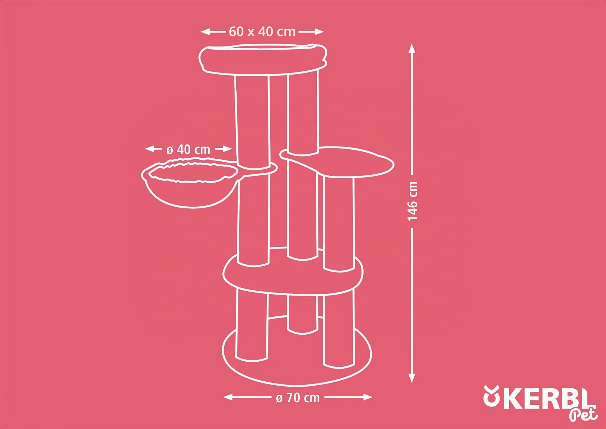 kerbl-pet-kratzbaum-benji-70x70x146-cm-gro-er-kratzbaum-f-r-gro-e-und-mehrere-ka image 8