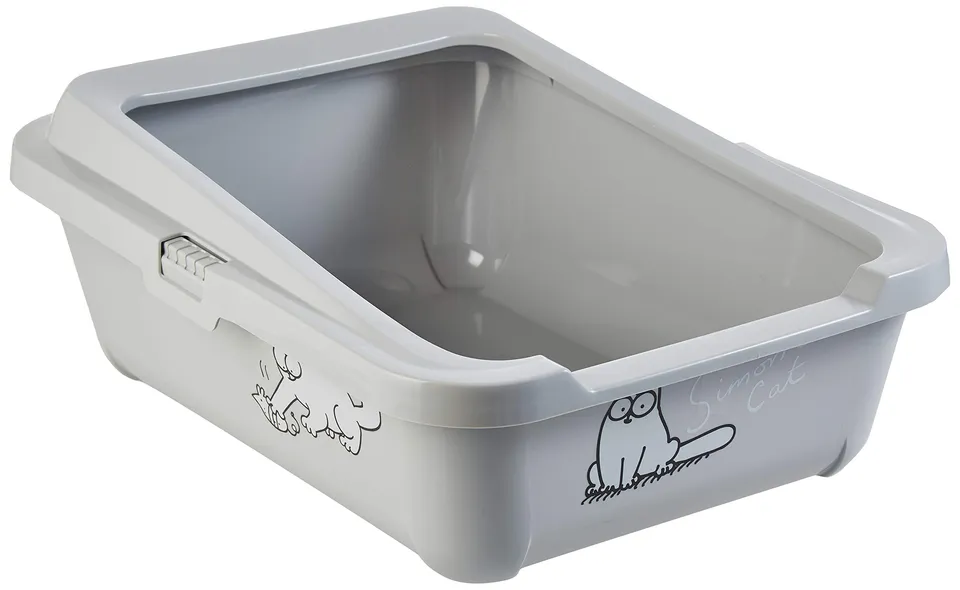 karlie-simon-s-cat-katzentoilette-mit-rand-43x32x16-cm-grau image 1