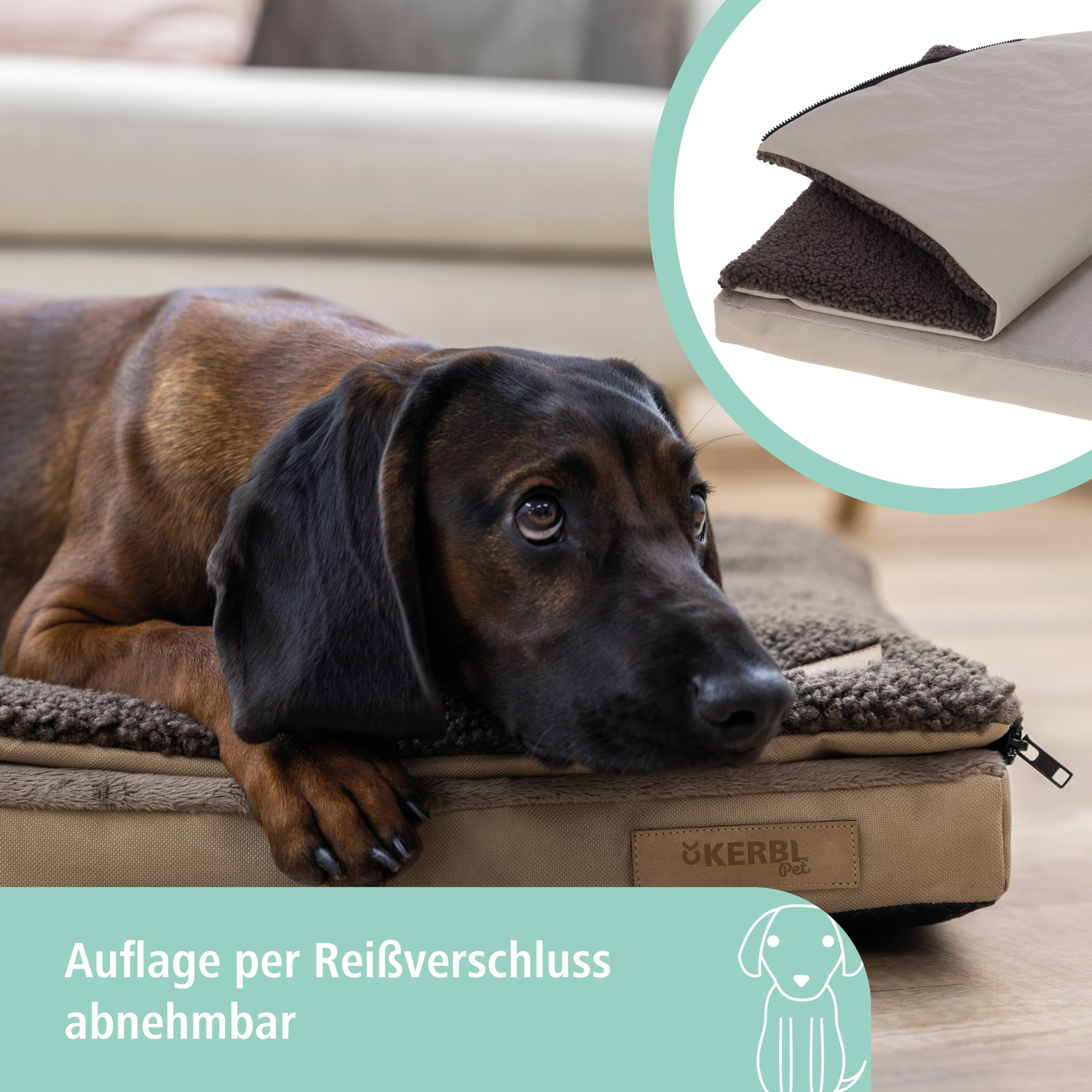 kerbl-pet-multifunktionsmatratze-120-x-72-x-7-cm-beige-braun-hundematratze-memor image 4